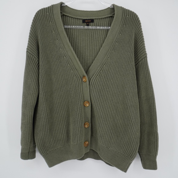 Quince 100% Organic Cotton Oversized Boyfriend Cardigan Agave Small Knit Cozy - Picture 4 of 12